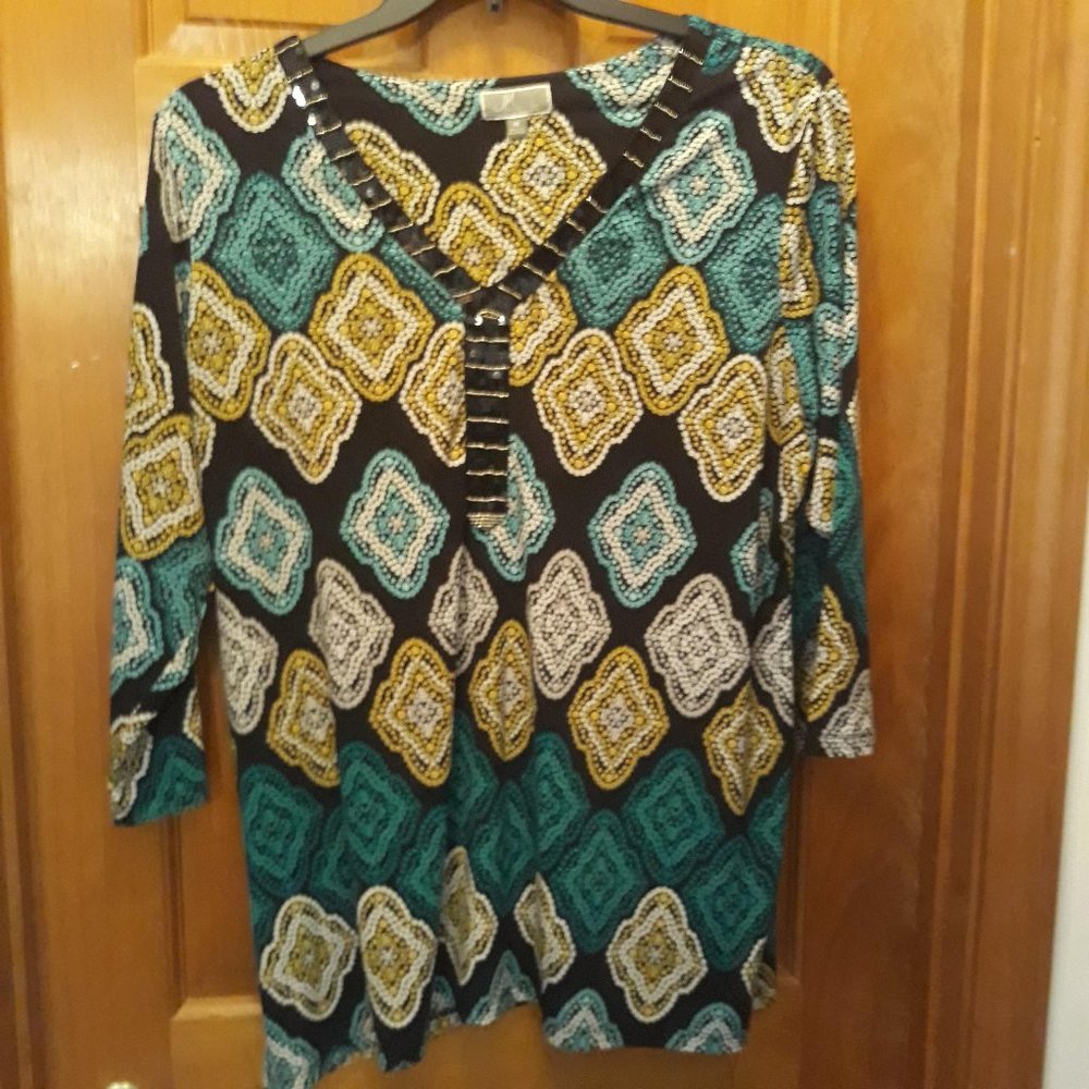 JM Collection Plus Size Sequin Beaded Top-1x